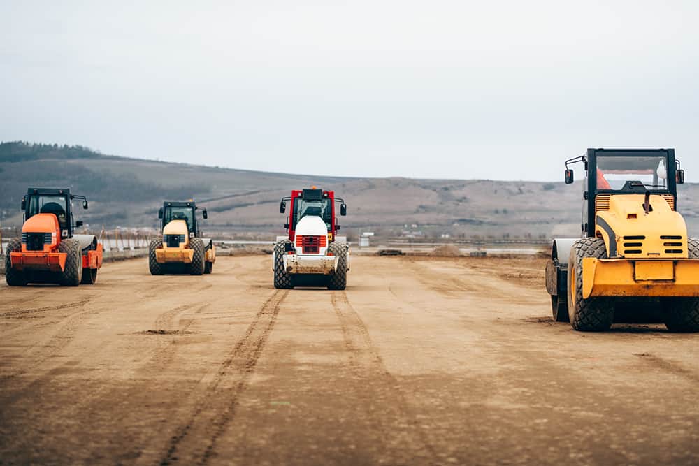 New roads being built by construction vehicles