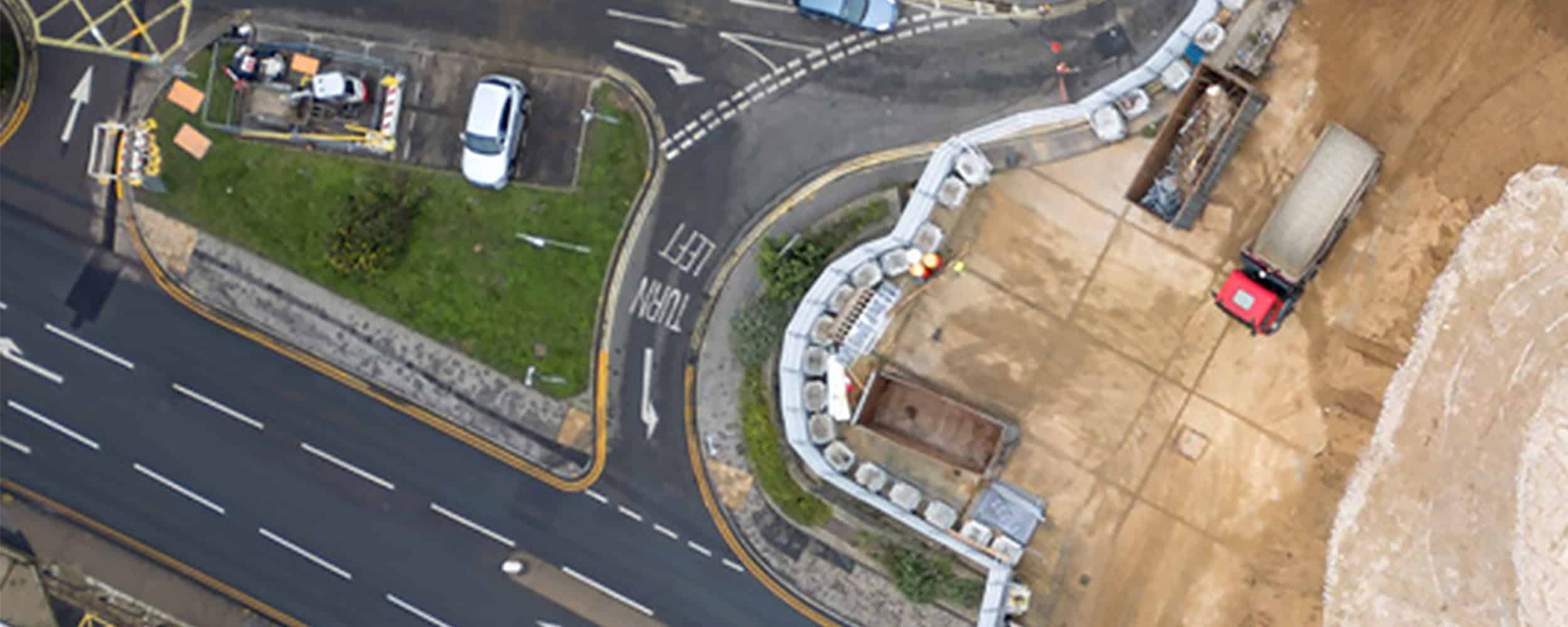 Construction zone in urban area