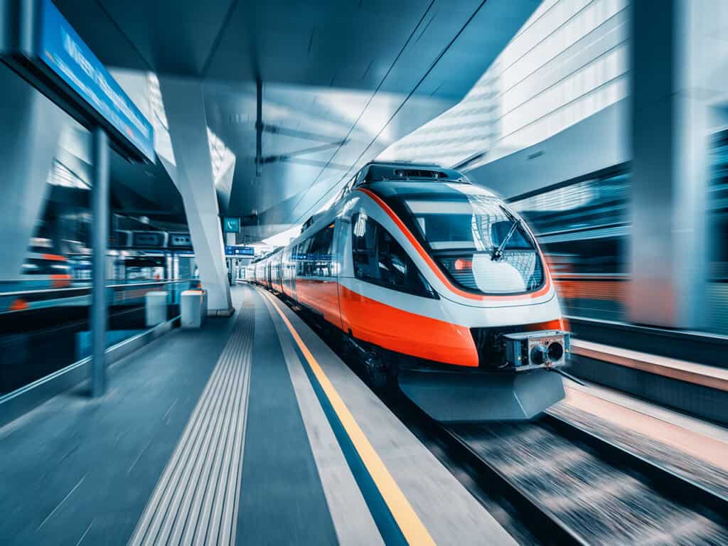 High speed train in station